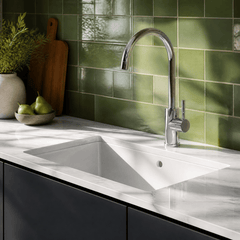 [BKT1310] Modern Round Kitchen Sink Mixer Tap Single Lever, Top-Fix Installation, 355 x 90 x 245 mm - Choice of Colour - Lifestyle 2
