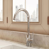 Modern Round Kitchen Sink Mixer Tap Single Lever, Top-Fix Installation, 355 x 90 x 245 mm - Choice of Colour