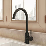 Modern Round Kitchen Sink Mixer Tap Single Lever, Top-Fix Installation, 355 x 90 x 245 mm - Choice of Colour