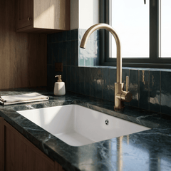 [BKT1312] Modern Round Kitchen Sink Mixer Tap Single Lever, Top-Fix Installation, 355 x 90 x 245 mm - Choice of Colour - Lifestyle 2