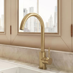 [BKT1312] Modern Round Kitchen Sink Mixer Tap Single Lever, Top-Fix Installation, 355 x 90 x 245 mm - Choice of Colour - Silo