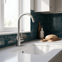 [BKT1313] Modern Round Kitchen Sink Mixer Tap Single Lever, Top-Fix Installation, 355 x 90 x 245 mm - Choice of Colour - Lifestyle 1