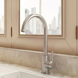 Modern Round Kitchen Sink Mixer Tap Single Lever, Top-Fix Installation, 355 x 90 x 245 mm - Choice of Colour