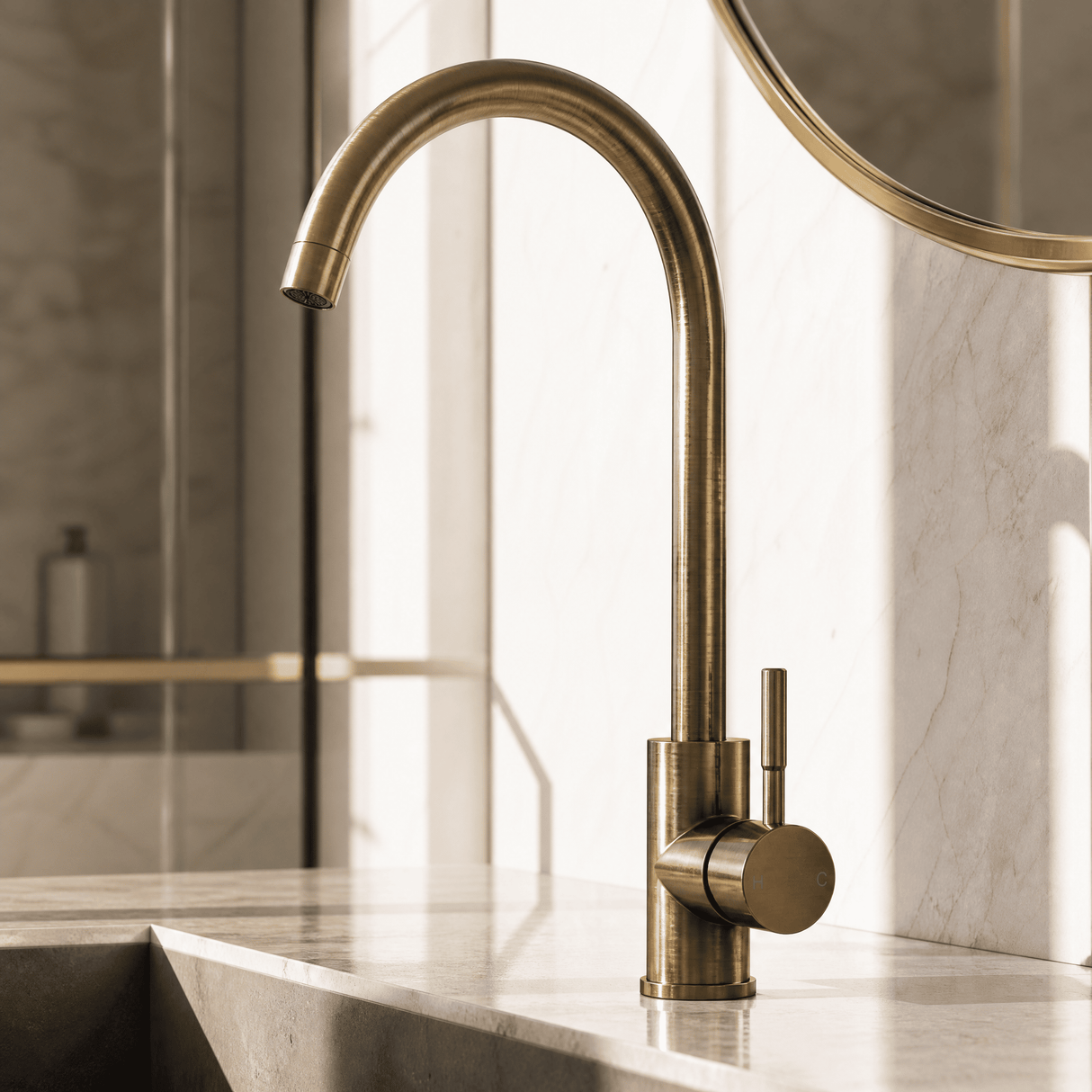 [BKT1323] Modern Round Kitchen Sink Mixer Tap Single Lever, Top-Fix Installation, 355 x 90 x 245 mm - Choice of Colour - Lifestyle 2