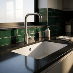 [BKT1328] Modern Square Kitchen Sink Mixer Tap Single Lever, Top Fix Installation, 352 x 90 x 245 mm - Choice of Colour - Lifestyle 3