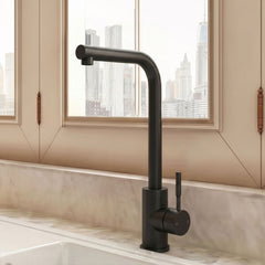 [BKT1331] Modern L-Neck Kitchen Sink Mixer Tap Single Lever, Top Fix Installation, 347 x 90 x 245 mm - Choice of Colour - Silo