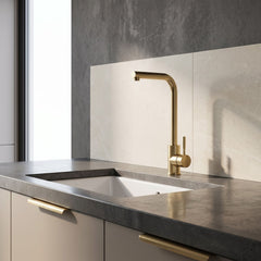 [BKT1332] Modern L-Neck Kitchen Sink Mixer Tap Single Lever, Top Fix Installation, 347 x 90 x 245 mm - Choice of Colour - Lifestyle 1