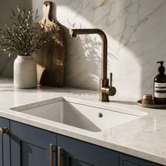 [BKT1334] Modern L-Neck Kitchen Sink Mixer Tap Single Lever, Top Fix Installation, 347 x 90 x 245 mm - Choice of Colour - Lifestyle 1