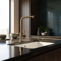 [BKT1334] Modern L-Neck Kitchen Sink Mixer Tap Single Lever, Top Fix Installation, 347 x 90 x 245 mm - Choice of Colour - Lifestyle 3