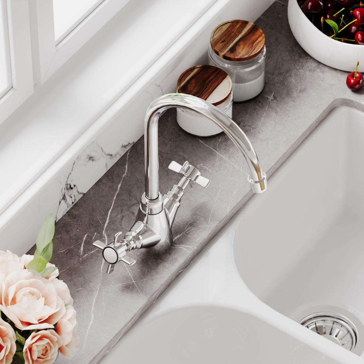 [BKT303B] Norbury Mono Mixer Kitchen Tap - Multiple Handle and Finish Options Available - Lifestyle 3