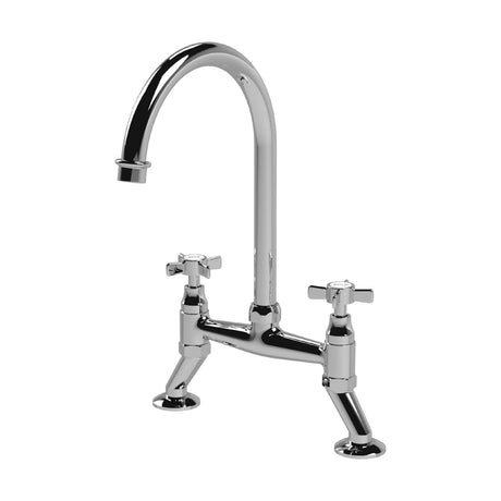 [BKT316B] Norbury Bridge Mixer Kitchen Tap - Crosshead or Lever Handles, Choice of Colour - Cutout