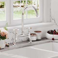 [BKT316B] Norbury Bridge Mixer Kitchen Tap - Crosshead or Lever Handles, Choice of Colour - Lifestyle 2