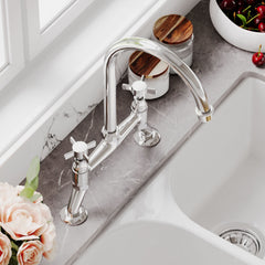 [BKT316B] Norbury Bridge Mixer Kitchen Tap - Crosshead or Lever Handles, Choice of Colour - Lifestyle 3