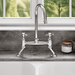 [BKT316B] Norbury Bridge Mixer Kitchen Tap - Crosshead or Lever Handles, Choice of Colour - Silo