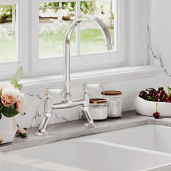 [BKT317B] Norbury Bridge Mixer Kitchen Tap - Crosshead or Lever Handles, Choice of Colour - Lifestyle 2