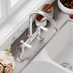 [BKT317B] Norbury Bridge Mixer Kitchen Tap - Crosshead or Lever Handles, Choice of Colour - Lifestyle 3