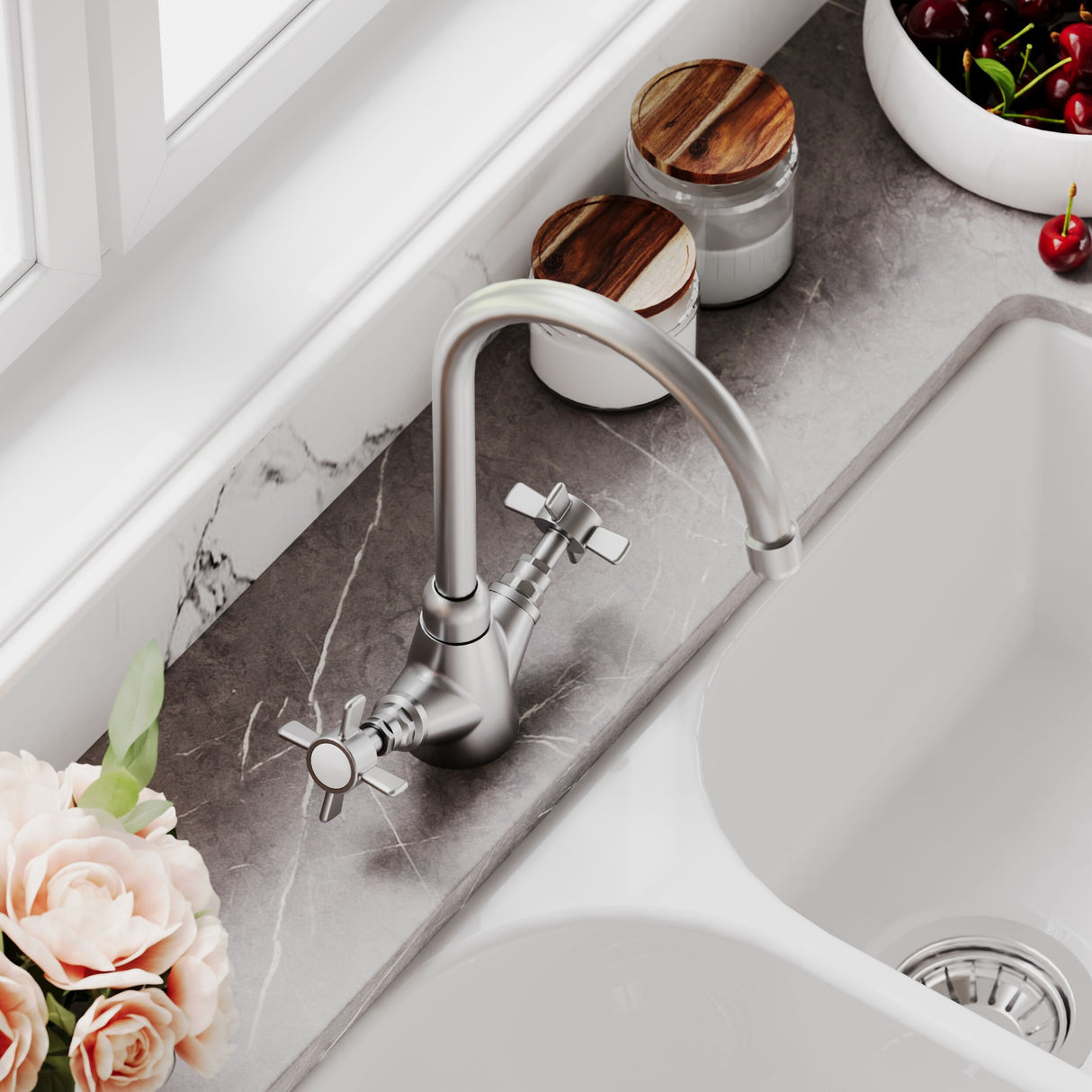 [BKT603] Norbury Mono Mixer Kitchen Tap - Multiple Handle and Finish Options Available - Lifestyle 3