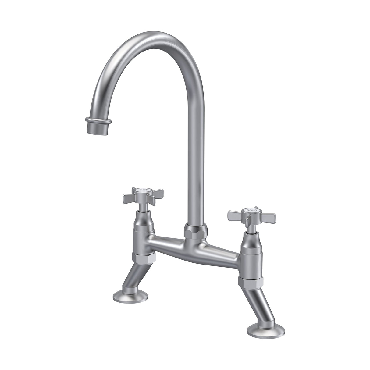 [BKT606] Norbury Bridge Mixer Kitchen Tap - Crosshead or Lever Handles, Choice of Colour - Cutout
