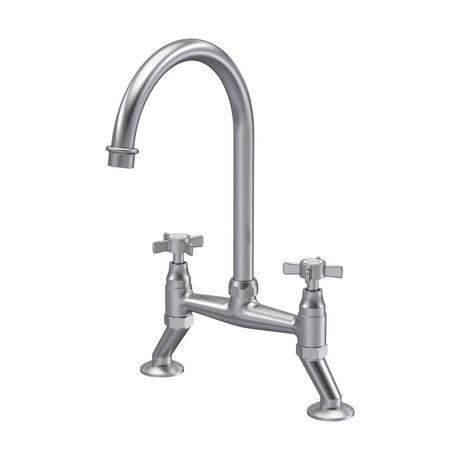 [BKT606] Norbury Bridge Mixer Kitchen Tap - Crosshead or Lever Handles, Choice of Colour - Cutout