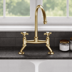 [BKT806] Norbury Bridge Mixer Kitchen Tap - Crosshead or Lever Handles, Choice of Colour - Silo