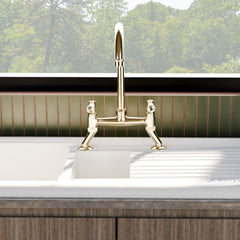 [BKT817] Norbury Bridge Mixer Kitchen Tap - Crosshead or Lever Handles, Choice of Colour - Lifestyle 1