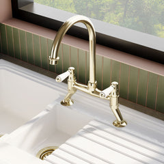 [BKT817] Norbury Bridge Mixer Kitchen Tap - Crosshead or Lever Handles, Choice of Colour - Lifestyle 3