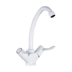 [BKTLEV04] Contemporary Dual Lever Kitchen Sink Mixer Tap - White - Cutout