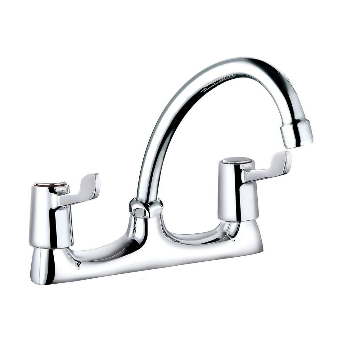 [BKTLEV06] Balterley Contemporary Dual Handle Lever Deck Mounted Sink Mixer Tap with Rounded Swivel Spout & Chrome Finish - Cutout