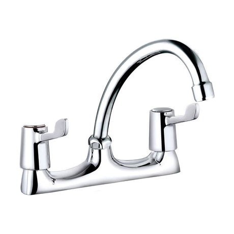 [BKTLEV06] Balterley Contemporary Dual Handle Lever Deck Mounted Sink Mixer Tap with Rounded Swivel Spout & Chrome Finish - Cutout