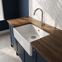 [BKW613R] 90mm Fireclay Kitchen Sink Basket Strainer Waste with Overflow - Multiple Colours Available - Lifestyle 1