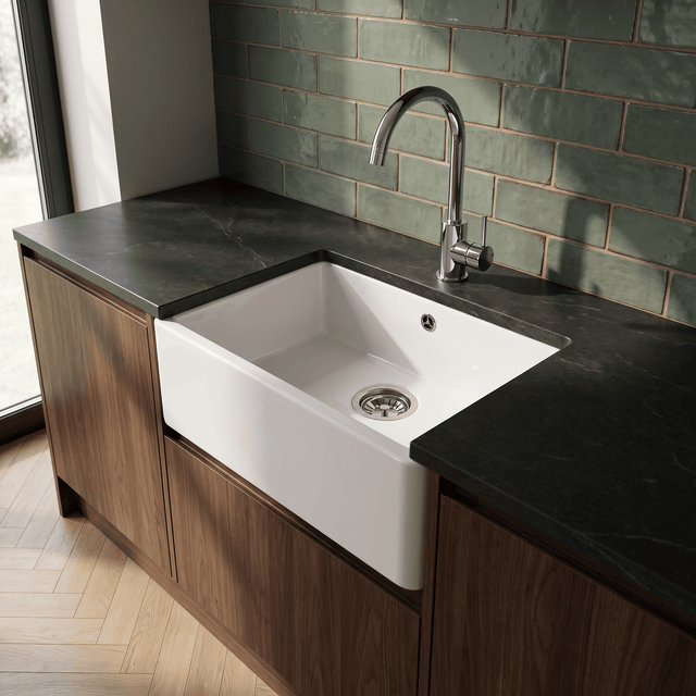 [BKW613R] 90mm Fireclay Kitchen Sink Basket Strainer Waste with Overflow - Multiple Colours Available - Silo