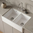 [BLBU171AS32D] Traditional Double Bowl Fireclay Ceramic Butler Kitchen Sink with Stepped Weir and Overflow - 795mm - Silo