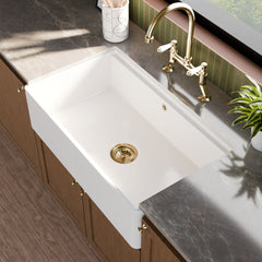 [BLBU18132] Fireclay Ceramic Kitchen Sink with Ledge - Choice of Design and Style - Lifestyle 3