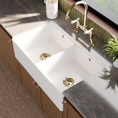 [BLBU181AF32D] Fireclay Ceramic Kitchen Sink with Ledge - Choice of Design and Style - Lifestyle 3