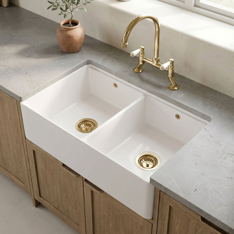 [BLBU181AF32D] Fireclay Ceramic Kitchen Sink with Ledge - Choice of Design and Style - Silo