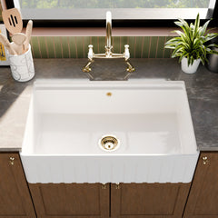 [BLBUF18132] Fireclay Ceramic Kitchen Sink with Ledge - Choice of Design and Style - Lifestyle 2