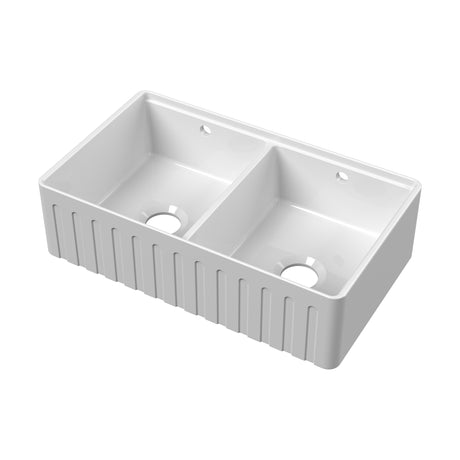[BLBUF181AF32D] Fireclay Ceramic Kitchen Sink with Ledge - Choice of Design and Style - Cutout