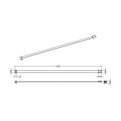 [BLFIX027] Balterley Wetroom Accessories Screen Support Arm - Brushed Pewter - Technical Drawing