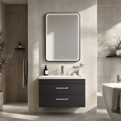 [BLQ731] Quixhill Contemporary Inset Framed LED Touch Sensor Mirror with De-mister Pad, 700 x 500mm - Choice of Colour - Lifestyle 3