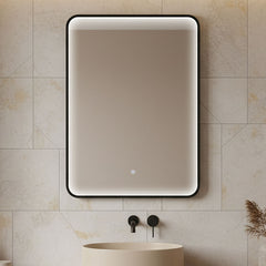 [BLQ731] Quixhill Contemporary Inset Framed LED Touch Sensor Mirror with De-mister Pad, 700 x 500mm - Choice of Colour - Silo