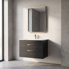 [BLQ732] Quixhill Contemporary Inset Framed LED Touch Sensor Mirror with De-mister Pad, 700 x 500mm - Choice of Colour - Lifestyle 1