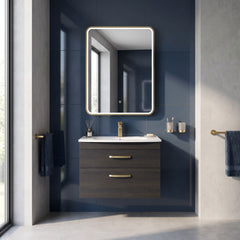 [BLQ732] Quixhill Contemporary Inset Framed LED Touch Sensor Mirror with De-mister Pad, 700 x 500mm - Choice of Colour - Lifestyle 3