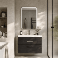 [BLQ733] Quixhill Contemporary Inset Framed LED Touch Sensor Mirror with De-mister Pad, 700 x 500mm - Choice of Colour - Lifestyle 3