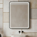 Quixhill Contemporary Inset Framed LED Touch Sensor Mirror with De-mister Pad, 700 x 500mm - Choice of Colour