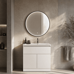 [BLQ741] Quixhill Contemporary Round Inset Framed LED Touch Sensor Mirror - Lifestyle 1