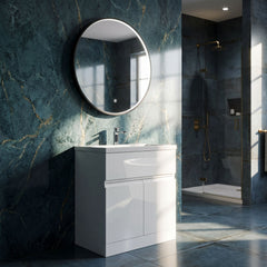 [BLQ741] Quixhill Contemporary Round Inset Framed LED Touch Sensor Mirror - Lifestyle 2