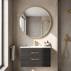[BLQ742] Quixhill Contemporary Round Inset Framed LED Touch Sensor Mirror - Lifestyle 1