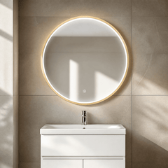 [BLQ742] Quixhill Contemporary Round Inset Framed LED Touch Sensor Mirror - Lifestyle 2