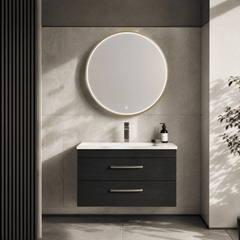 [BLQ742] Quixhill Contemporary Round Inset Framed LED Touch Sensor Mirror - Lifestyle 3