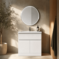 [BLQ743] Quixhill Contemporary Round Inset Framed LED Touch Sensor Mirror - Lifestyle 3